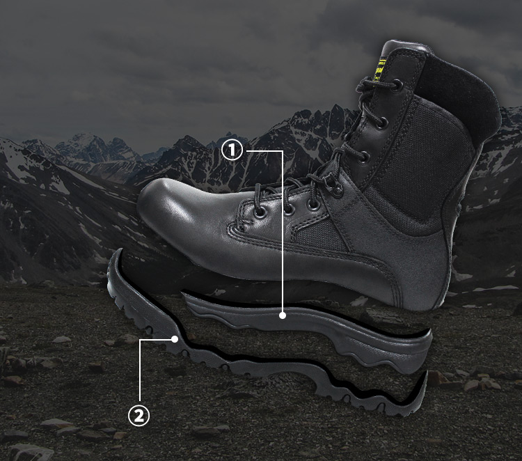 YKK Zipper Full Grain Leather Police Boots